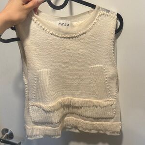 10 Crosby Derek Lam Cream Knit Fringe Pocket Shell